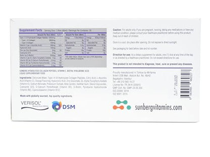 Sunberg Collagen Liquid Shots - 10000mg Collagen Supplement Type I,II,III Hyaluronic Acid BodygenixBuy Supplements Australia