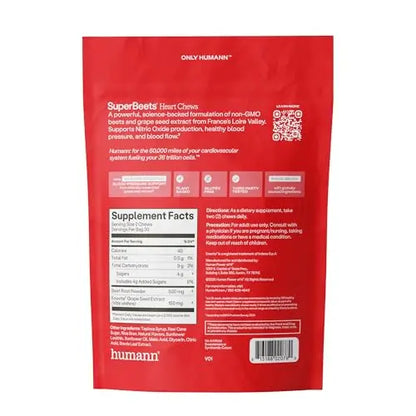 Humann SuperBeets Heart Chews, Beet Root Powder Support Energy Supplement, Nitric Oxide and Blood Pressure Support, Grape Seed Extract & Non-GMO Humann canada supplements