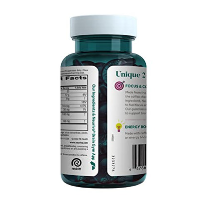 NEURIVA Brain + Energy Gummies, Nootropic Brain Supplements for Focus and Concentration with Neurofactor, Vitamin B12 & Caffeine for an Energy Boost*, 75ct Natural BlackBerry NEURIVABuy Supplements Australia