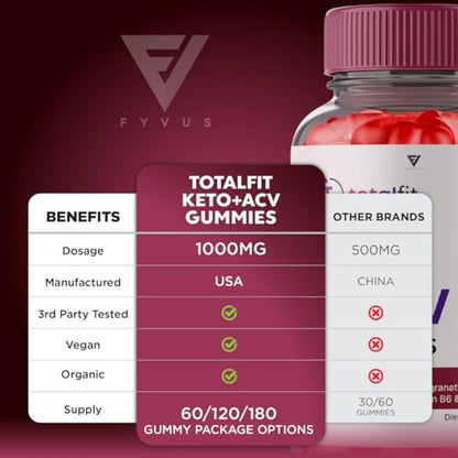 (2 Pack) Total Fit Keto ACV Gummies Advanced Weight Loss, Total Keto ACV Apple Cider FyvusBuy Supplements Australia