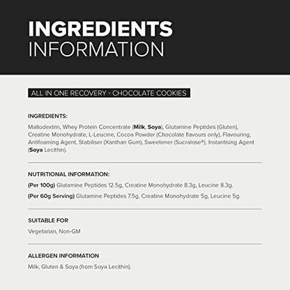 Bulk All in One Recovery, Protein Shake, Chocolate Cookies, 1 kg, Packaging May Vary BulkBuy Supplements Australia