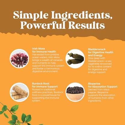 Organic Irish SeaMoss Capsules - Sea Moss and Bladderwrack Capsules with Burdock Natures CraftBuy Supplements Australia