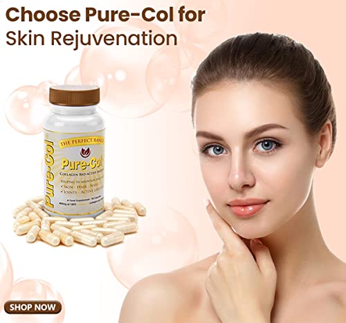 Pure-COL Collagen 90 Capsules 400mg Bio-Active Matrix High Strength Collagen Tablets The Perfect RangeBuy Supplements Australia