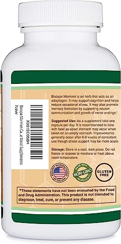 Bacopa Monnieri Capsules 20% Bacosides 450mg, 90 Count (Manufactured in USA Double Wood SupplementsBuy Supplements Australia