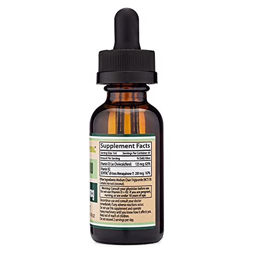 Vitamin D3 K2 5,000 IU Liquid Drops (5,000 IU of D3 and 200mcg of 99.9% All-Trans Double Wood SupplementsBuy Supplements Australia