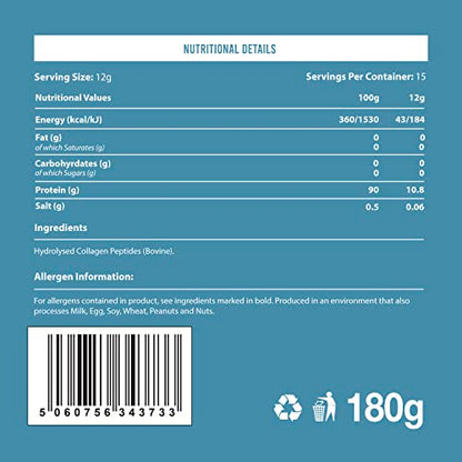 Warrior Collagen Peptides - Collagen Powder - 180g - Made from Premium Bovine Hydrolysed Collagen WarriorBuy Supplements Australia
