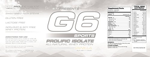 G6 Sports Nutrition Prolific Isolate All Natural Whey Protein Isolate Gluten Free, Lactose G6 SportsBuy Supplements Australia