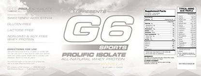 G6 Sports Nutrition Prolific Isolate All Natural Whey Protein Isolate Gluten Free, Lactose G6 SportsBuy Supplements Australia