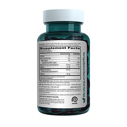 NEURIVA Brain + Energy Gummies, Nootropic Brain Supplements for Focus and Concentration with Neurofactor, Vitamin B12 & Caffeine for an Energy Boost*, 75ct Natural BlackBerry NEURIVABuy Supplements Australia