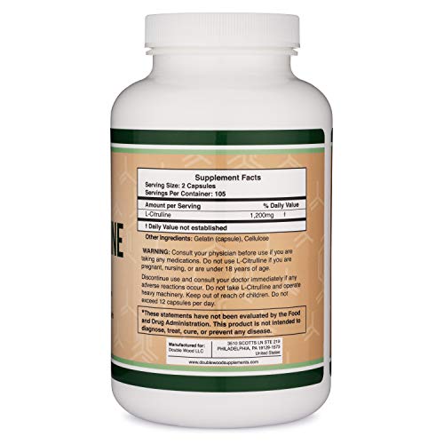 L Citrulline Capsules 1,200mg Per Serving, 210 Count (L-Citrulline Increases Levels Double Wood SupplementsBuy Supplements Australia