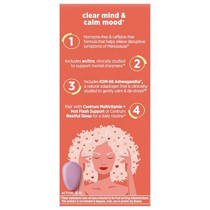 Centrum Clear Mind and Calm Mood Menopause Support Tablets, with Clinically Studied enXtra, 30 Count CentrumBuy Supplements Australia