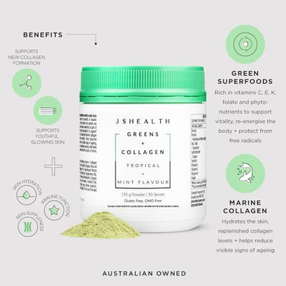 JSHealth Super Greens Powder - Greens & Collagen Powder - Superfood Powder with Marine Collagen Peptides JSHealthBuy Supplements Australia