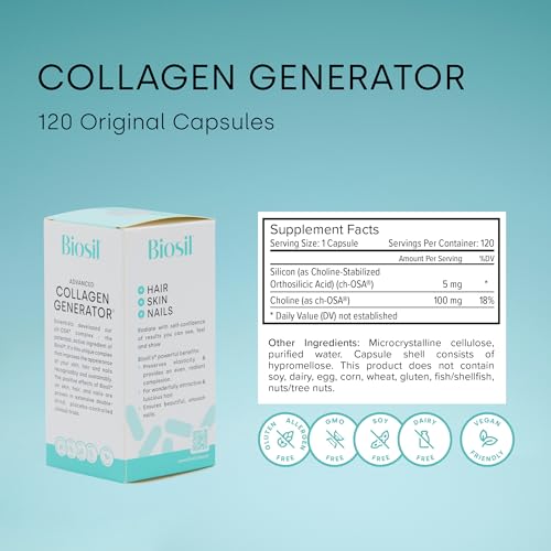 Biosil Collagen Generator - 120 Capsules - with Patented ch-OSA Complex - Generates & Protects Your Own Collagen BioSilBuy Supplements Australia