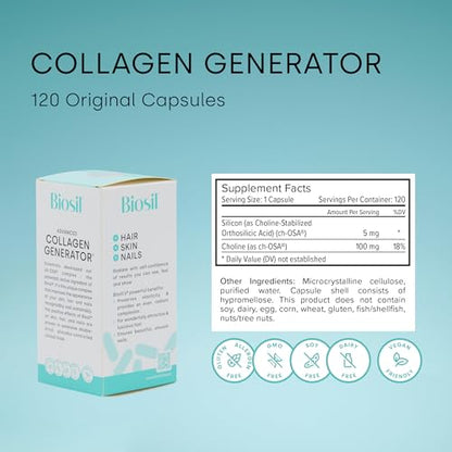 Biosil Collagen Generator - 120 Capsules - with Patented ch-OSA Complex - Generates & Protects Your Own Collagen BioSilBuy Supplements Australia