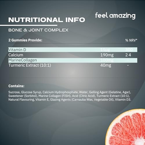Feel Amazing Bone & Joint Complex Gummies - with Calcium, Vitamin D3 & Marine Collagen - 60 Grapefruit-Flavored Gummies - 30-Day Supply (1) Feel AmazingBuy Supplements Australia