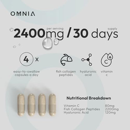Omnia Marine Collagen Capsules 2400mg for Women & Men with Type I Collagen OMNIABuy Supplements Australia