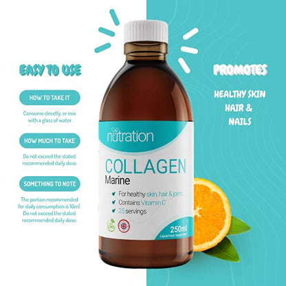 Marine Collagen Liquid | 25 x 10ml Servings | Liquid Collagen Drink for Women and Men | Pure Marine Collagen for Strong Bones & Joints NutrationBuy Supplements Australia