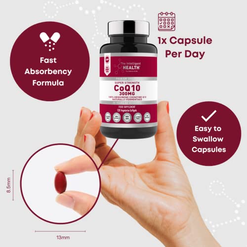 Ubiquinone Coenzyme Q10 300mg Softgel Capsules, 120 Super Strength Vegan Friendly The Intelligent HealthBuy Supplements Australia