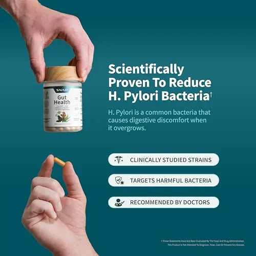 Snap Supplements Gut Health Lipase Supplement with Probiotics for Women & Men, Digestive Enzymes & Prebiotics - Turmeric, Aloe, Pylopass & Zinc, 50 Vegetarian Capsules Snap SupplementsBuy Supplements Australia