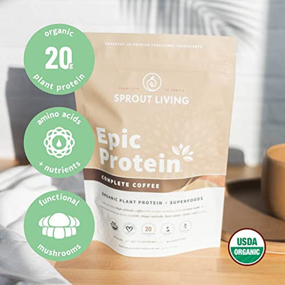 Sprout Living, Epic Protein, Plant Based Protein & Superfoods Powder, Complete Coffee Sprout LivingBuy Supplements Australia