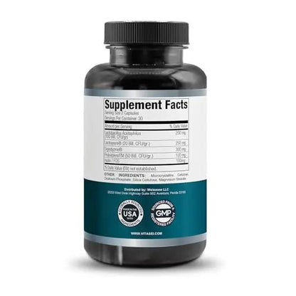 VITASEI Happy Flora, Probiotic Supplement 170 Billion CFU for a Healthy Gut Health with enzymes for Digestion, probiotics for Women and Men, 1 Bottle - 60 Capsules VITASEIBuy Supplements Australia