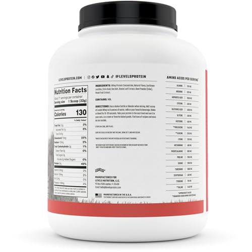Levels Grass Fed 100% Whey Protein, No Hormones, Strawberry, 5LB Levels NutritionBuy Supplements Australia