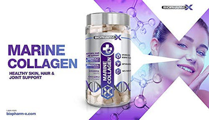 Marine Collagen 1000mg Tablets + Vitamin C (2 Month Supply / 60 High Strength Capsules) Biopharm-XBuy Supplements Australia