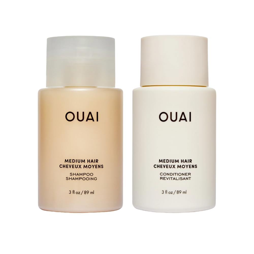 OUAI Medium Hair Shampoo & Conditioner Set, Travel Size - Hydrating Shampoo & Conditioner - With Coconut Oil, Babassu, Kumquat Extract & Keratin - Sulfate, Paraben & Phthalate Free (3 Oz) OUAIBuy Supplements Australia