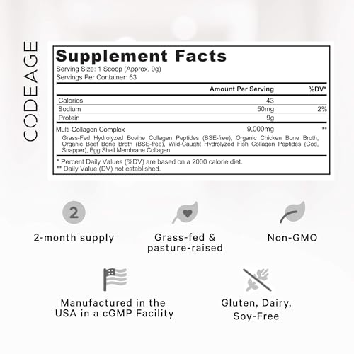 Code Age Multi-Collagen Protein Powder Hydrolyzed 20Oz All-in-One Super Bone Broth CodeageBuy Supplements Australia