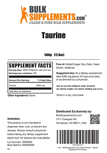BULKSUPPLEMENTS.COM Taurine Powder - Taurine Supplement, Taurine 2000mg BULKSUPPLEMENTS.COMBuy Supplements Australia