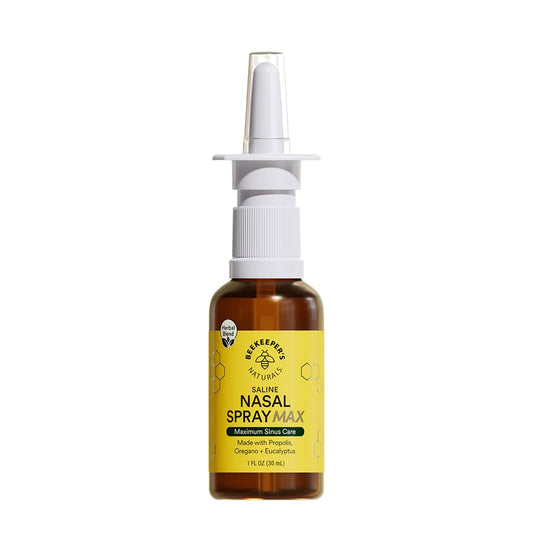 Beekeeper's Naturals Propolis Nasal Rinse Spray Max, Relief for Adults w/Eucalyptus, Oregano & Saline, Clears Nasal Congestion, Moisturizes Sinus Canal, & Decongest Sinus Cavities, 1 fl oz Beekeeper's Naturals buy supplements Au