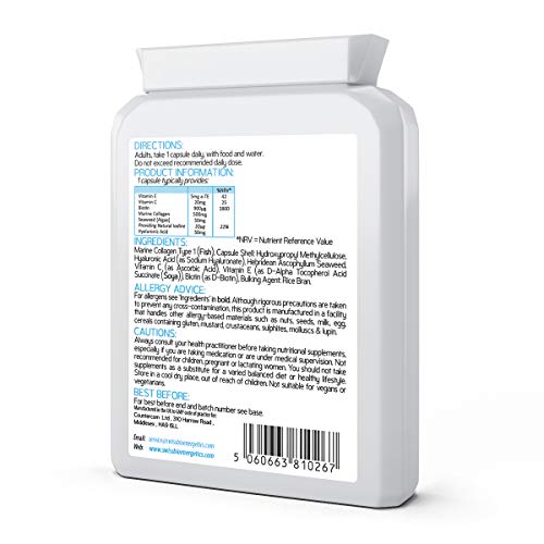 Marine Collagen & Hyaluronic Acid Complex - 60 Capsules - 500mg of Highly Bioavailable Naticol® Hydrolysed Collagen swiss bioenergeticsBuy Supplements Australia