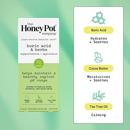 The Honey Pot Company 7 Day Boric Acid & Herbs Suppositories - Maintains and Balances Healthy The Honey Pot CompanyBuy Supplements Australia