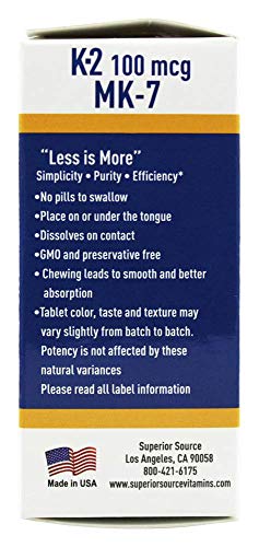 Superior Source Vitamin K2 MK-7 (Menaquinone-7), 100 mcg, Quick Dissolve MicroLignual Superior SourceBuy Supplements Australia