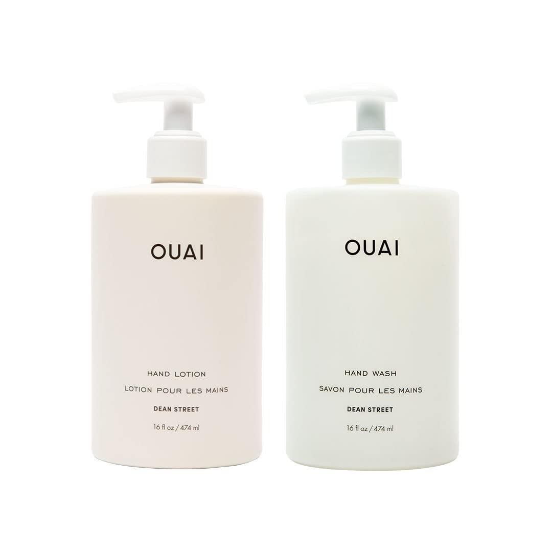 OUAI Hand Wash and Hand Lotion Set, Dean Street Scent - Moisturizes and Exfoliates with Daily Use - Made with Jojoba Esters, Avocado & Rosehip Oils (16 Fl Oz Each) OUAIBuy Supplements Australia