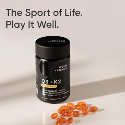Sports Research Vitamin D3 K2 with Coconut MCT Oil | Vegan D3 2500iu (62.5mcg) Sports ResearchBuy Supplements Australia