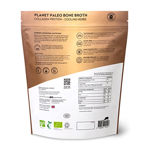 Planet Paleo Organic Bone Broth - Cooling Herbs (450g, 50 Servings) Organic, Grass Fed, High Protein Planet PaleoBuy Supplements Australia