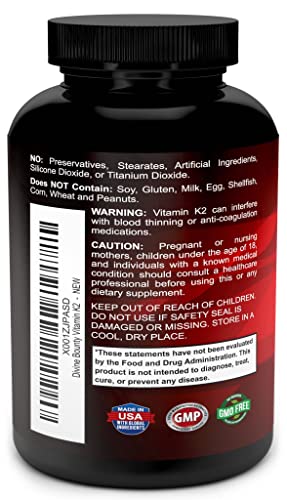 Vitamin K2 (MK7 & MK4) with D3 Supplement - Vitamin K & D as MK-7 100mcg, MK-4 500mcg Divine BountyBuy Supplements Australia