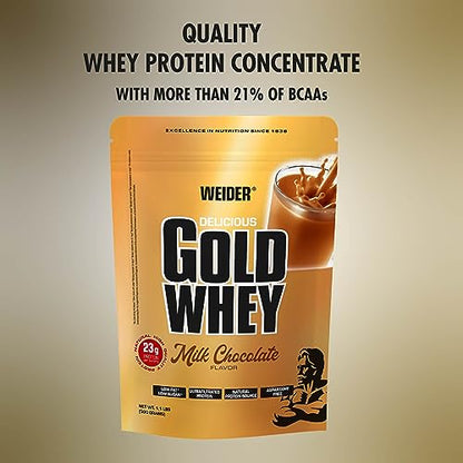 Weider Gold Whey (500g) Milk Chocolate Flavour. Ultrafiltrated Proteins from 100% Whey Protein WeiderBuy Supplements Australia
