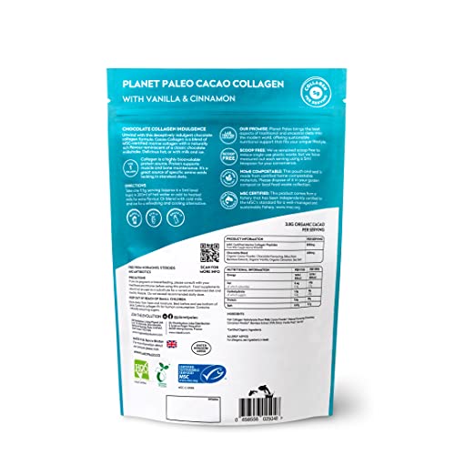 Planet PaleoCacao Collagen Powder (285g, 30 Servings) - MSC Certified, Wild Caught Marine Collagen Planet PaleoBuy Supplements Australia