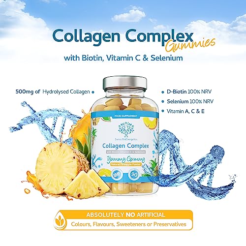 Collagen Complex - 90 Natural Pineapple Flavour Chewable Yummy Gummies swiss bioenergeticsBuy Supplements Australia