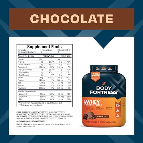 Body Fortress 100% Whey, Premium Protein Powder, Chocolate, 3.9lbs Packaging May Body FortressBuy Supplements Australia