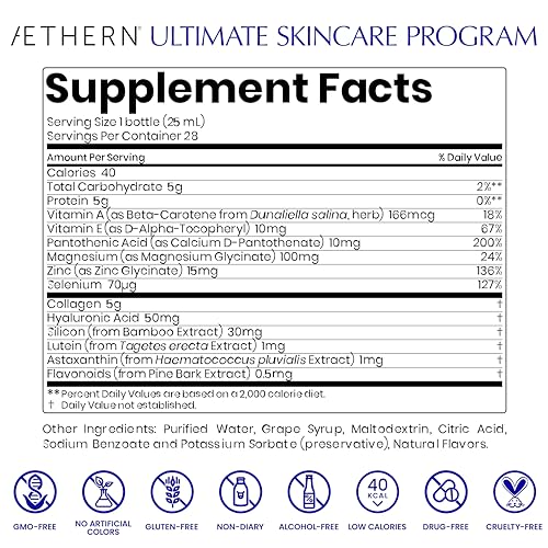 Collagen Drink + Hyaluronic Acid. Liquid Skincare Supplement. 12 High-Grade Natural Ingredients AETHERNBuy Supplements Australia