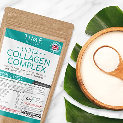 Ultra Collagen Complex - 126g Powder - Hydrolysed - Types I, II, III, V & X Collagen Time HealthBuy Supplements Australia