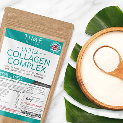 Ultra Collagen Complex - 126g Powder - Hydrolysed - Types I, II, III, V & X Collagen Time HealthBuy Supplements Australia