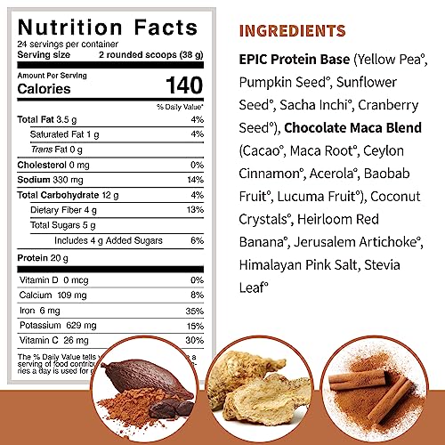 Sprout Living Epic Protein, Plant Based Protein & Superfoods Powder, Chocolate Maca Sprout LivingBuy Supplements Australia