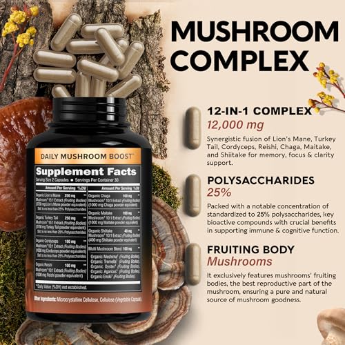 Mushroom Supplement - Organic Lion's Mane | Turkey Tail | Chaga | Cordyceps | Reishi NUTRAHARMONYBuy Supplements Australia
