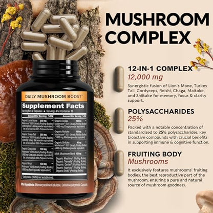 Mushroom Supplement - Organic Lion's Mane | Turkey Tail | Chaga | Cordyceps | Reishi NUTRAHARMONYBuy Supplements Australia