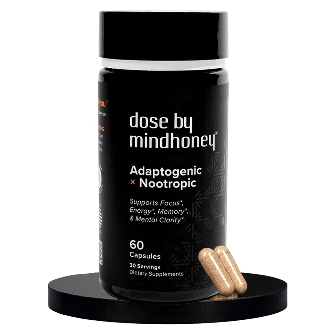 MINDHONEY | DOSE 60 Count, Premium All-in-One Nootropic Brain Supplement | Focus, Mood, Energy, & Memory | Functional Mushrooms & Adaptogens - Lion’s Mane, Ashwagandha, L-Theanine, Bacopa, & Vitamins MINDHONEYBuy Supplements Australia