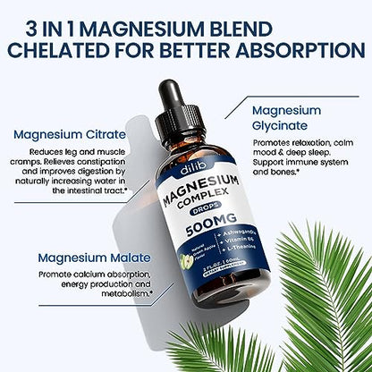 Triple Magnesium Complex Supplement-Magnesium Glycinate, Citrate, Malate Liquid dilibBuy Supplements Australia